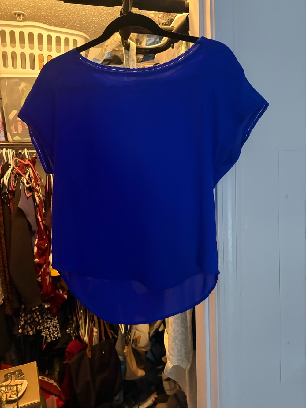 Banana Republic Cobalt Blue Short Sleeve Chiffon Top